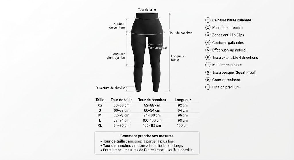 Legging Gainant Anti Hip Dips — Coussinets Amovibles | Vénus