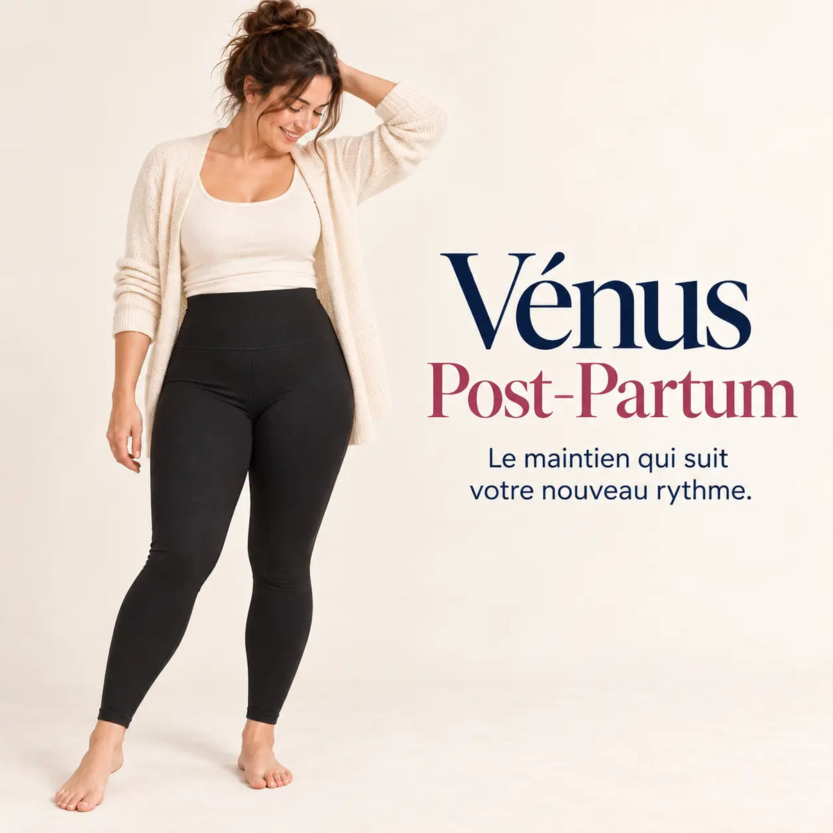 Legging Vénus porté après l’accouchement, maintien du bas-ventre