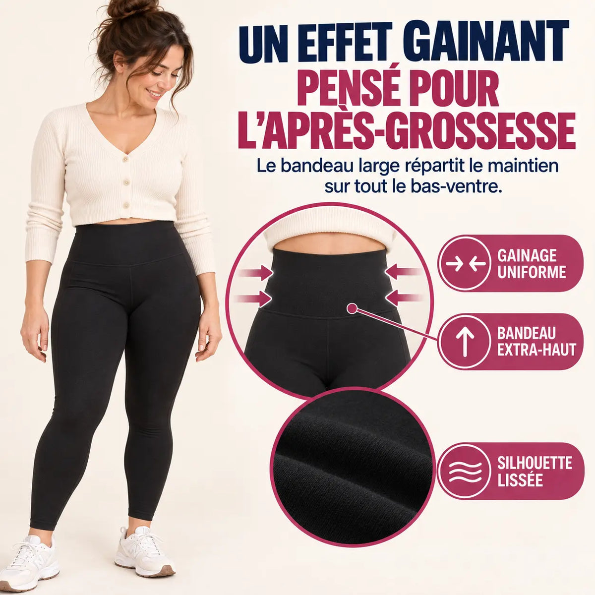 Effet gainant visuel du legging post-partum Vénus
