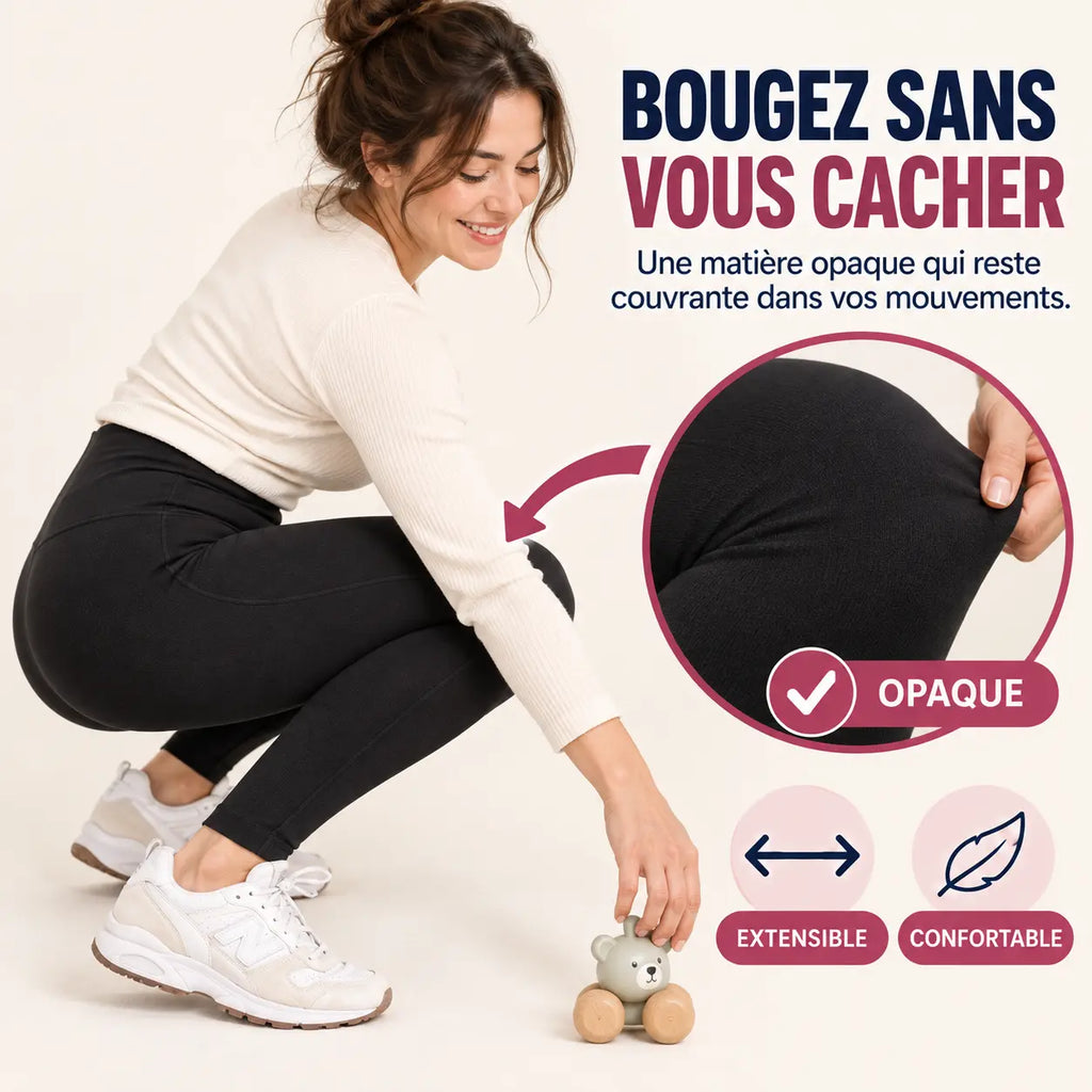 Comparaison visuelle avant et après enfilage du legging Vénus