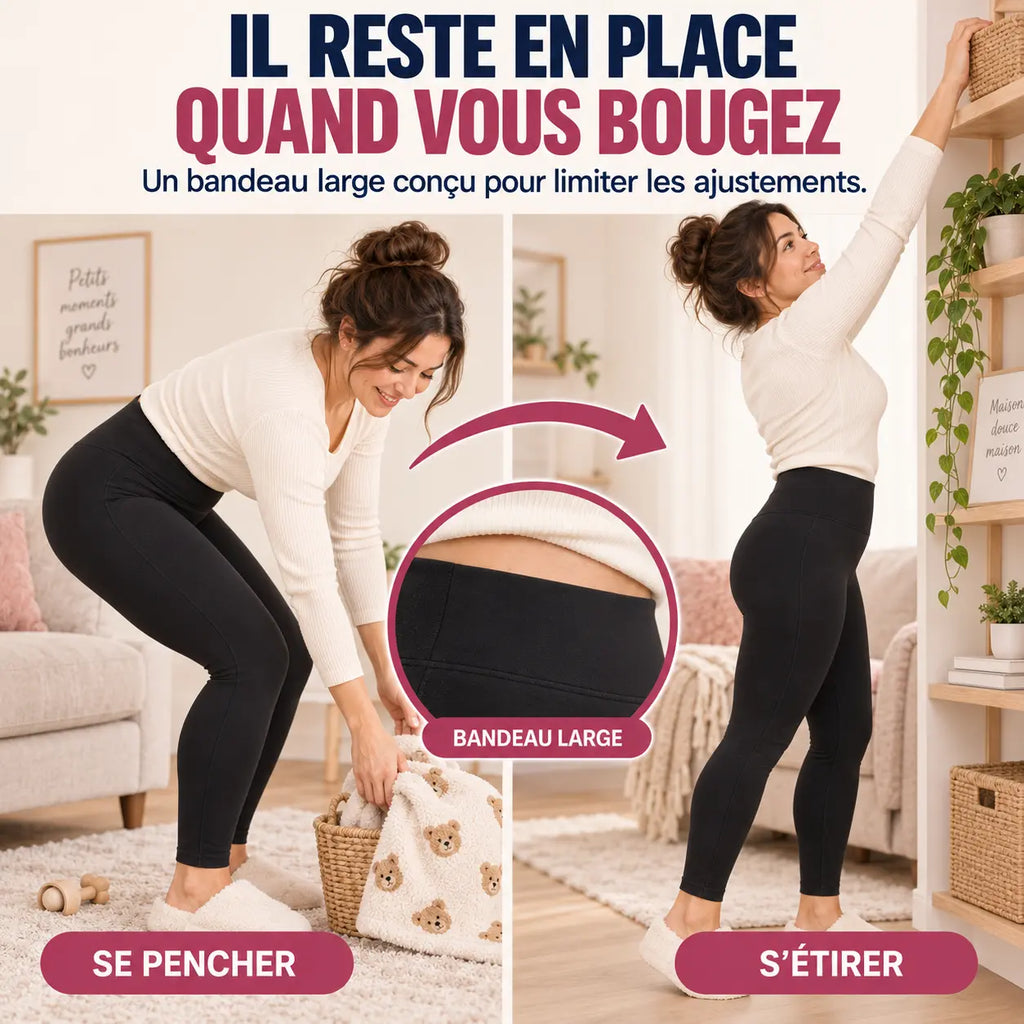 Démonstration de l’opacité et de l’extensibilité du legging Vénus